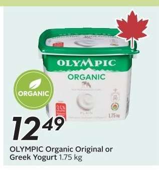 OLYMPIC Organic Original or Greek Yogurt 1.75 kg