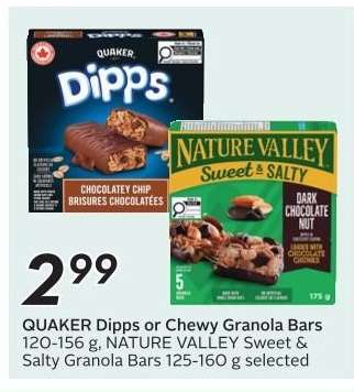 QUAKER DIPPS or CHEWY GRANOLA BARS