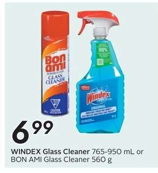 WINDEX Glass Cleaner or BON AMI Glass Cleaner