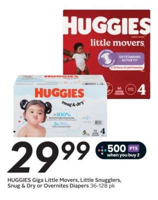 HUGGIES Giga Little Movers, Little Snugglers, Snug & Dry or Overnites Diapers