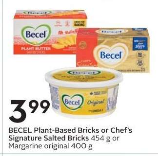 BECEL Plant-Based Bricks or Chef’s Signature Salted Bricks
