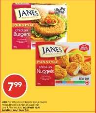 JANES PUB STYLE Chicken Nuggets, Strips or Burgers