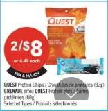 QUEST Protein Chips / Croustilles de protéines (32g), GRENADE or/or QUEST Protein Bars / Barres protéinées (60g)