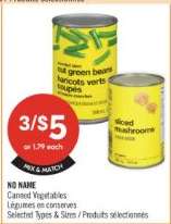 NO NAME CANNED VEGETABLES