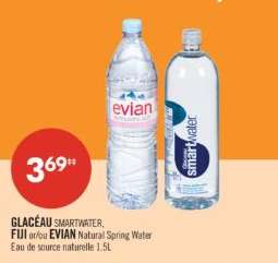 GLACÉAU SMARTWATER, FIJI or/ou EVIAN Natural Spring Water