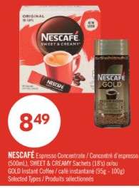 NESCAFÉ Espresso Concentrate / SWEET & CREAMY Sachets / GOLD Instant Coffee