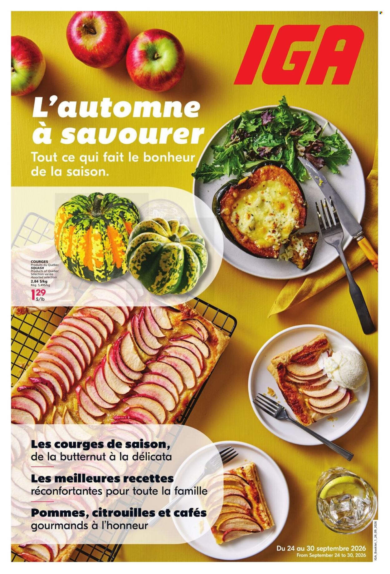 IGA flyer  - September 24, 2026 - October 14, 2026. Page 1