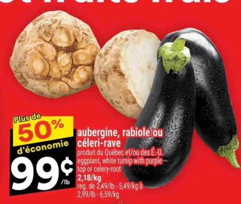 aubergine, rabiole ou céleri-rave