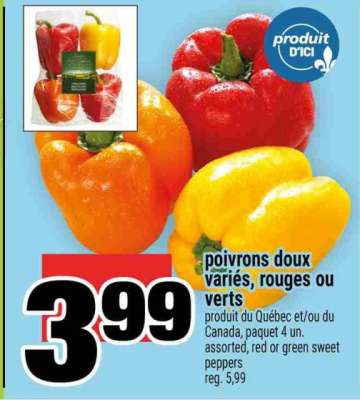 poivrons doux variés, rouges ou verts