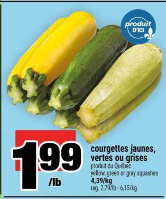courgettes jaunes, vertes ou grises