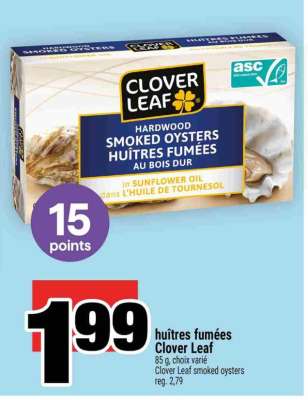huîtres fumées Clover Leaf