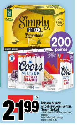 boisson de malt alcoolisée Coors Seltzer, Simply Spiked