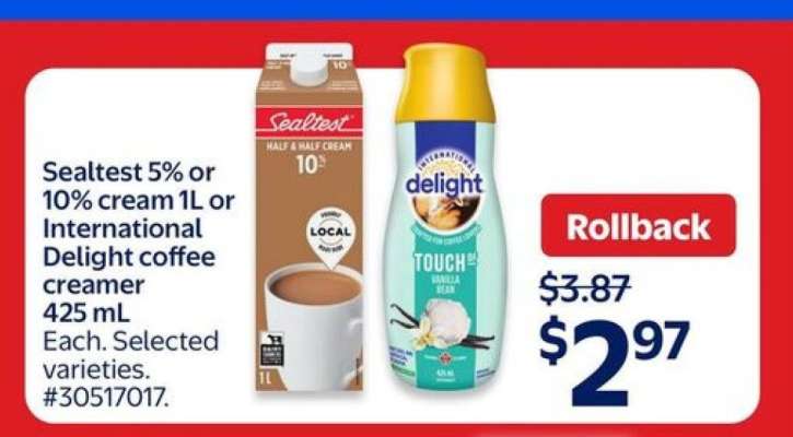 Sealtest Cream or International Delight Coffee Creamer