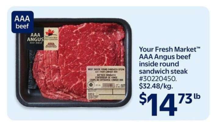 Your Fresh Market™ AAA Angus beef inside round sandwich steak