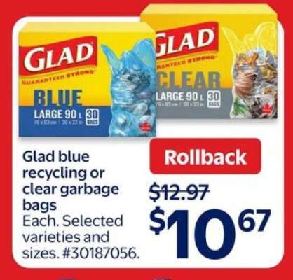 Glad Blue Recycling or Clear Garbage Bags