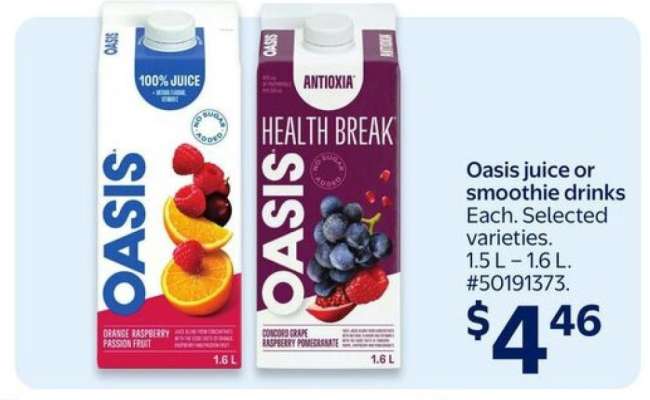 Oasis juice or smoothie drinks