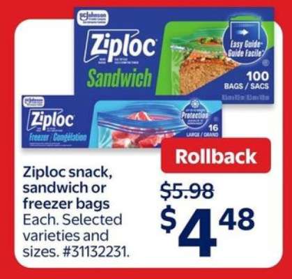Ziploc Snack, Sandwich or Freezer Bags
