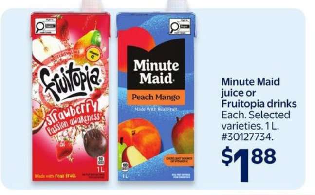 Minute Maid juice or Fruitopia drinks
