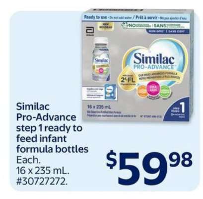 Similac Pro-Advance step 1 ready to feed infant formula bottles