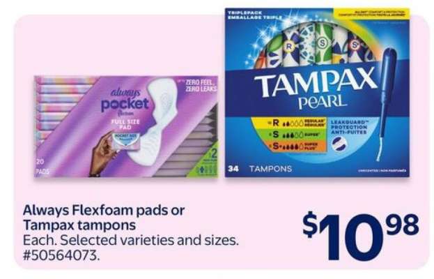 Always Flexfoam Pads or Tampax Tampons