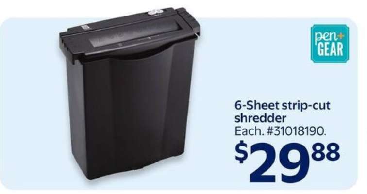 6-Sheet strip-cut shredder