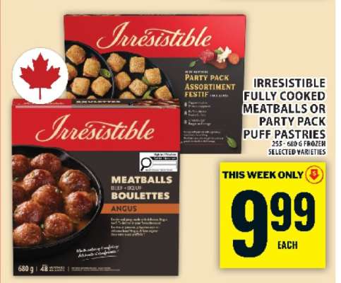 Irresistible Fully Cooked Meatballs or Party Pack Puff Pastries