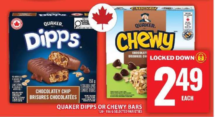 QUAKER DIPPS OR CHEWY BARS