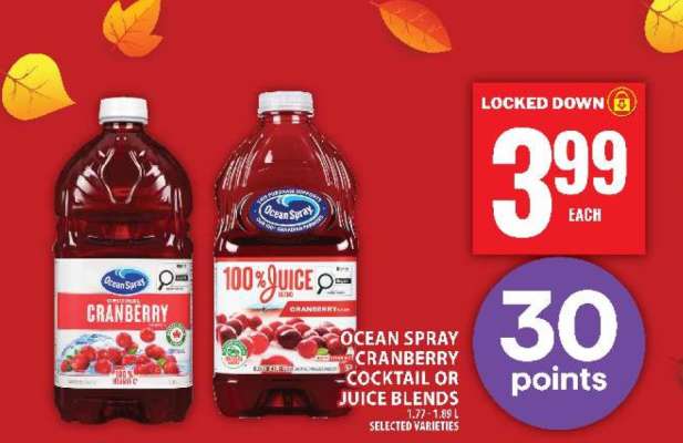 OCEAN SPRAY CRANBERRY COCKTAIL OR JUICE BLENDS
