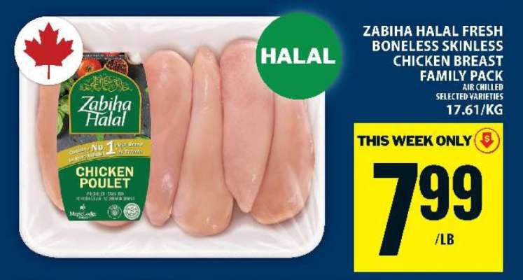 Zabiha Halal Fresh Boneless Skinless Chicken Breast Family Pack
