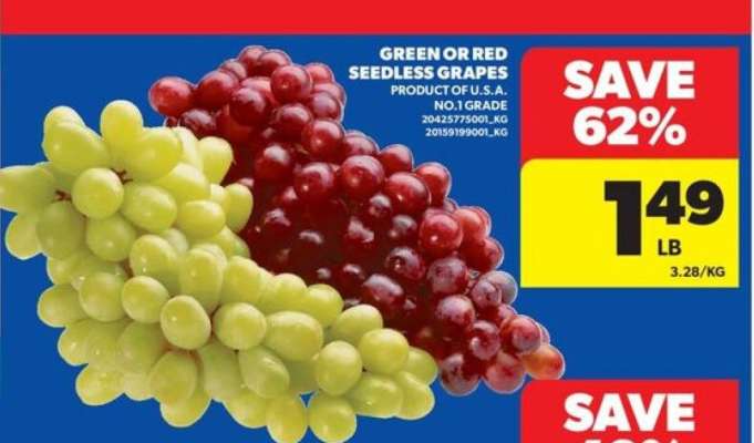 GREEN or RED SEEDLESS GRAPES