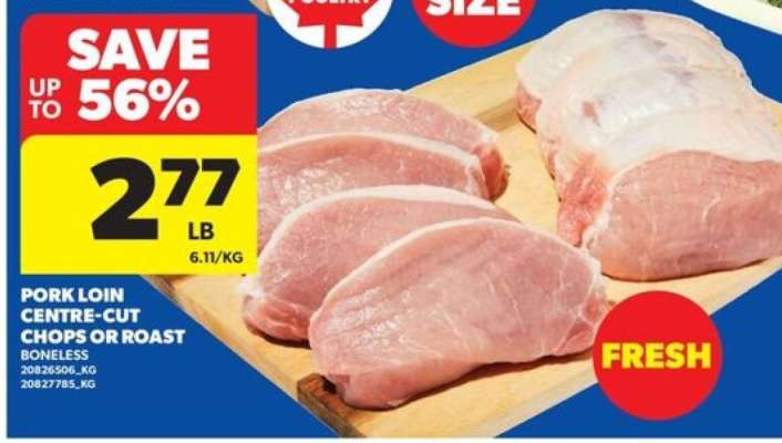 Pork Loin Centre-Cut Chops or Roast