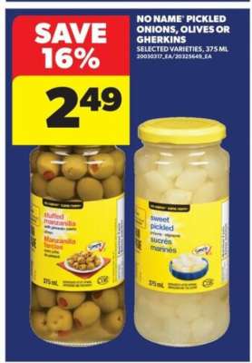 No Name Pickled Onions, Olives or Gherkins