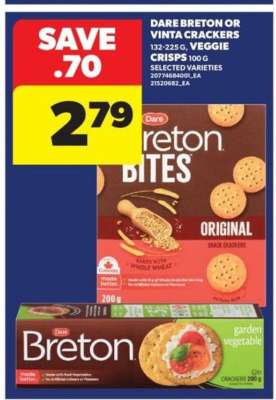 Dare Breton or Vinta Crackers