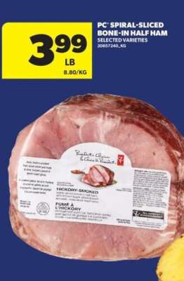 PC spiral-sliced bone-in half ham