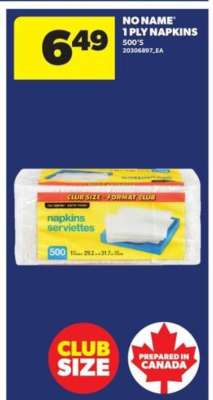 NO NAME 1 PLY NAPKINS
