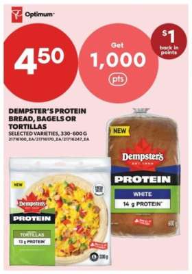 Dempster’s Protein Bread, Bagels or Tortillas