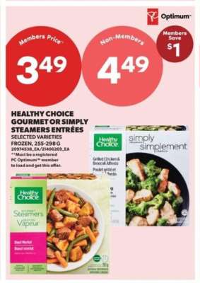 Healthy Choice Gourmet or Simply Steamers Entrées