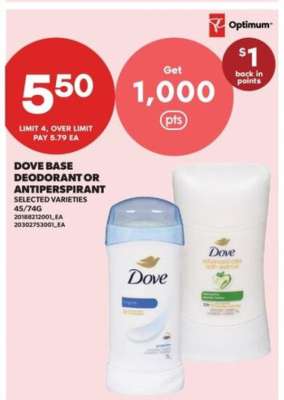 Dove Base Deodorant or Antiperspirant