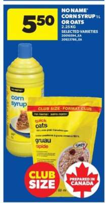 NO NAME CORN SYRUP 1L OR OATS