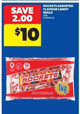 ROCKETS ASSORTED FLAVOUR CANDY ROLLS