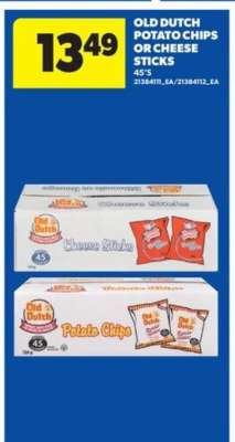 Old Dutch Potato Chips or Cheese Sticks