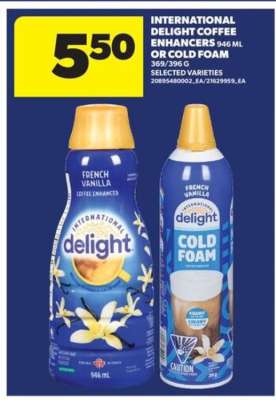 INTERNATIONAL DELIGHT COFFEE ENHANCERS or COLD FOAM