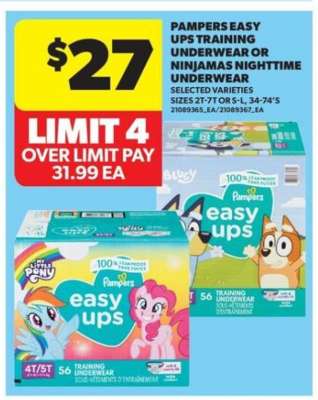 Pampers Easy Ups Training Underwear or Ninjamas Nighttime Underwear