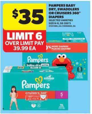 Pampers Baby Dry, Swaddlers or Cruisers 360° Diapers