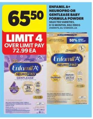 Enfamil A+ NeuroPro or Gentlease Baby Formula Powder