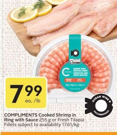 Compliments Cooked Shrimp in Ring with Sauce