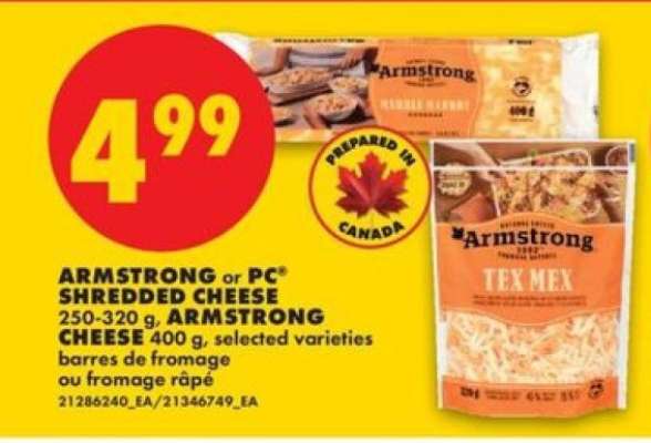 Armstrong or PC Shredded Cheese