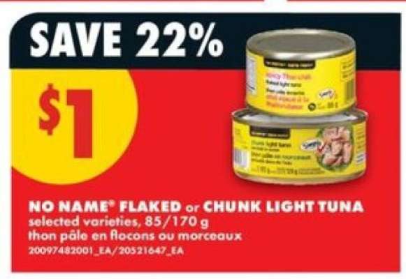 NO NAME® FLAKED or CHUNK LIGHT TUNA
