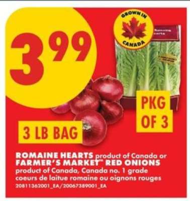 Romaine Hearts or Farmer's Market Red Onions
