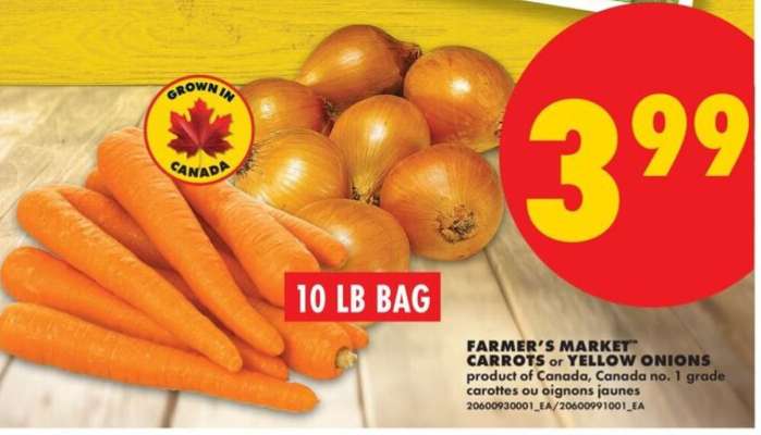 FARMER'S MARKET CARROTS or YELLOW ONIONS